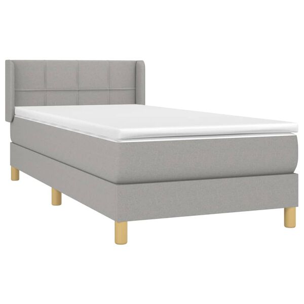 vidaXL Cama box spring con colch&oacute;n tela gris claro 90x200 cm