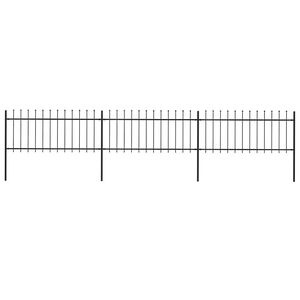 vidaXL Valla de jard&iacute;n con punta de lanza de acero 504x80 cm negra