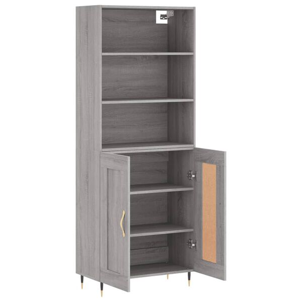 vidaXL Aparador alto madera contrachapada gris sonoma 69,5x34x180 cm