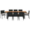 vidaXL Conjunto de Comedor de Jard&iacute;n 9 pcs Negro rat&aacute;n sint&eacute;tico