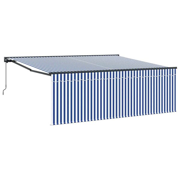 vidaXL Toldo Retráctil Manual Azul y 400 x 300 cm Poliéster y Aluminio