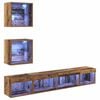 vidaXL Unidades de TV de Pared con LED 5 uds. Madera vieja