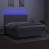 vidaXL Cama box spring colch&oacute;n y luces LED tela gris claro 180x200 cm