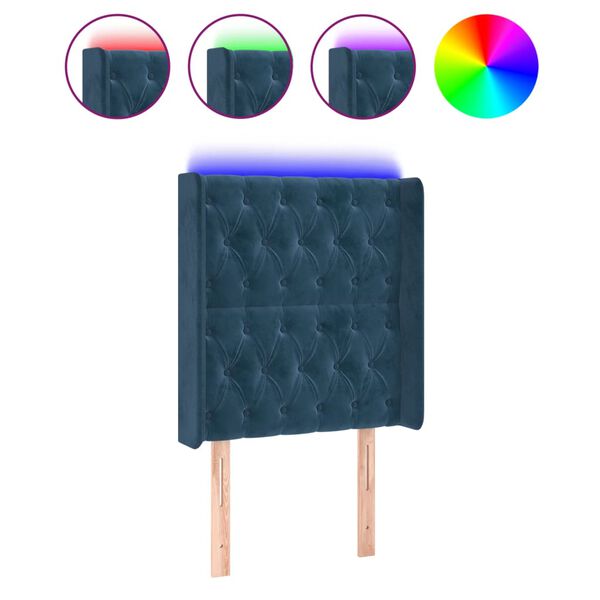 vidaXL Cabecero con LED de terciopelo azul oscuro 83x16x118/128 cm