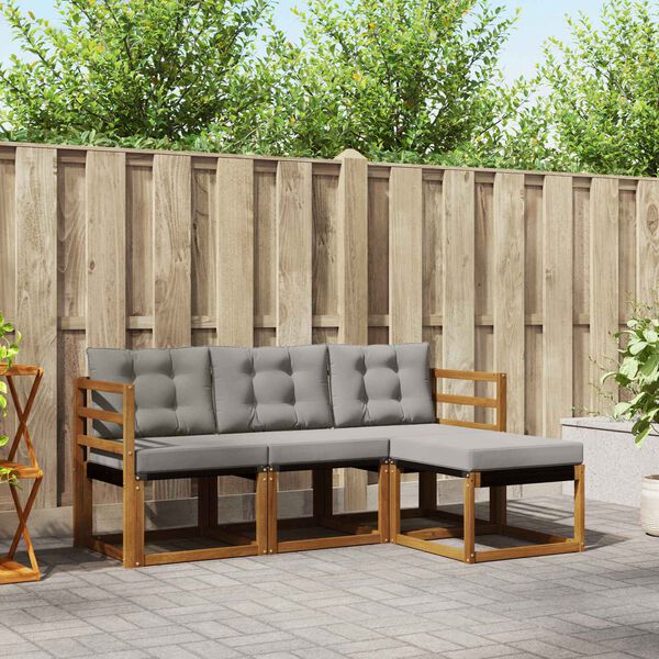 vidaXL Conjunto de sof&aacute;s de exterior 4 pcs Gris Natural y Claro