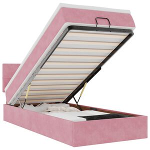 vidaXL Estructura cama otomana colch&oacute;n terciopelo rosa 80x200cm