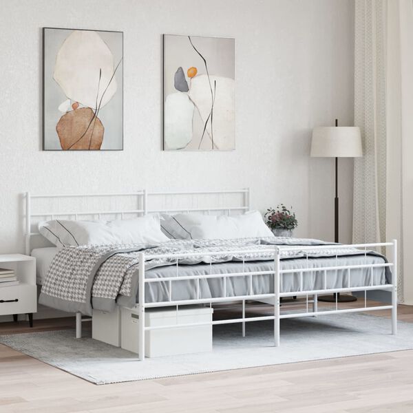 vidaXL Estructura cama sin colch&oacute;n con estribo metal blanco 200x200 cm