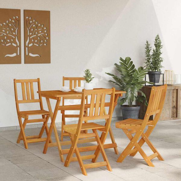 vidaXL Juego Bistro de Jardín 5 pcs Marrón Madera de Acacia Sólida