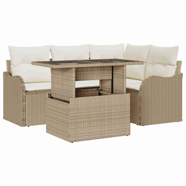 vidaXL Juego de comedor para exteriores 5 pcs Beige Polirat&aacute;n