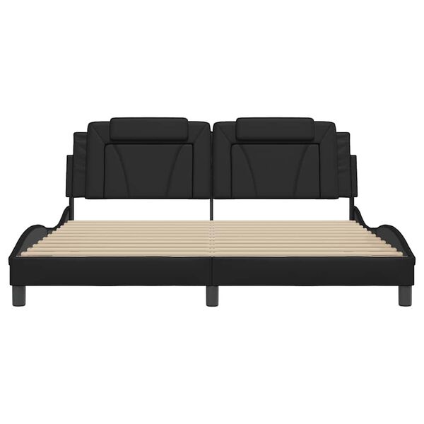 vidaXL Estructura de cama Viana sin colch&oacute;n cuero sint&eacute;tico negro 180x200 cm