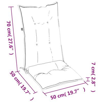 vidaXL Cojín silla de jardín respaldo alto 4 uds tela crema 120x50x7cm