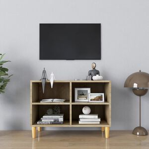 vidaXL Mueble de TV patas de madera maciza roble Sonoma 69,5x30x50cm