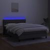 vidaXL Cama box spring colch&oacute;n y luces LED tela gris oscuro 140x190 cm