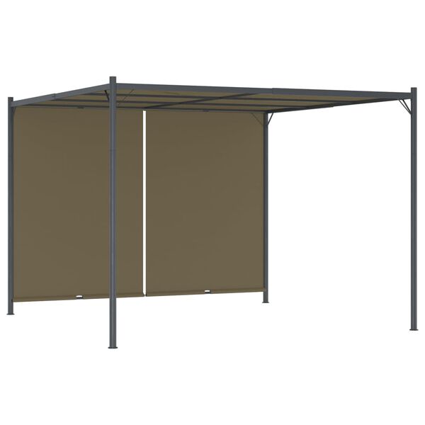 vidaXL P&eacute;rgola de jard&iacute;n con tejado retr&aacute;ctil gris taupe 3x3m 180 g/m&sup2;