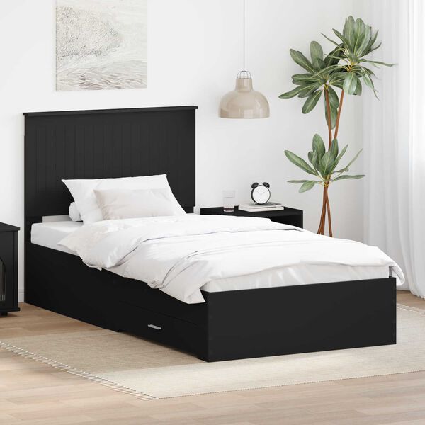 vidaXL Estructura de cama con cabecera Negro y Plata 90 x 200 cm