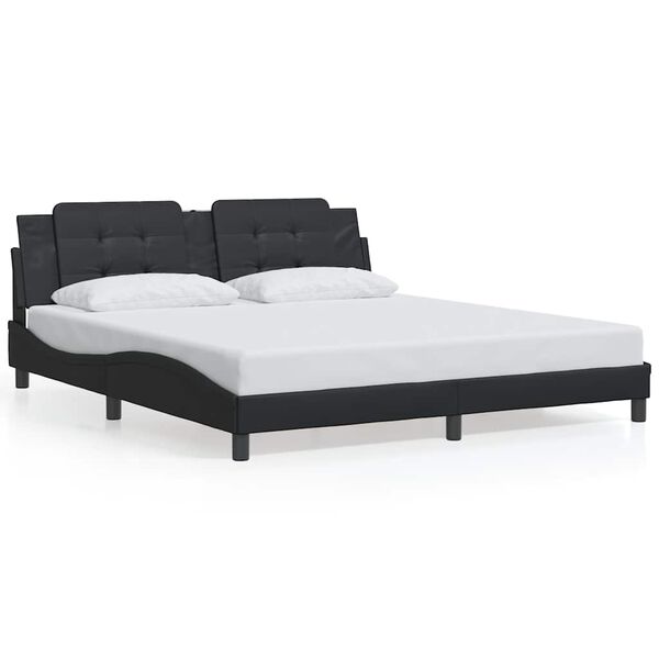 vidaXL Estructura de cama sin colch&oacute;n Zadar cuero sint&eacute;tico negro 180x200 cm