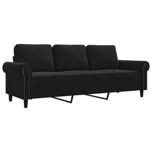 vidaXL Sof&aacute; de 3 plazas terciopelo negro 180 cm