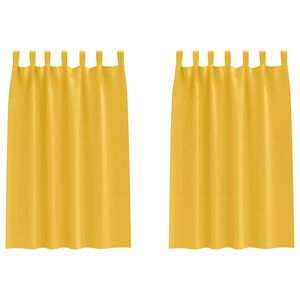 vidaXL Cortinas Opacas con Anillas 2 uds. Amarillo Mostaza Poli&eacute;ster