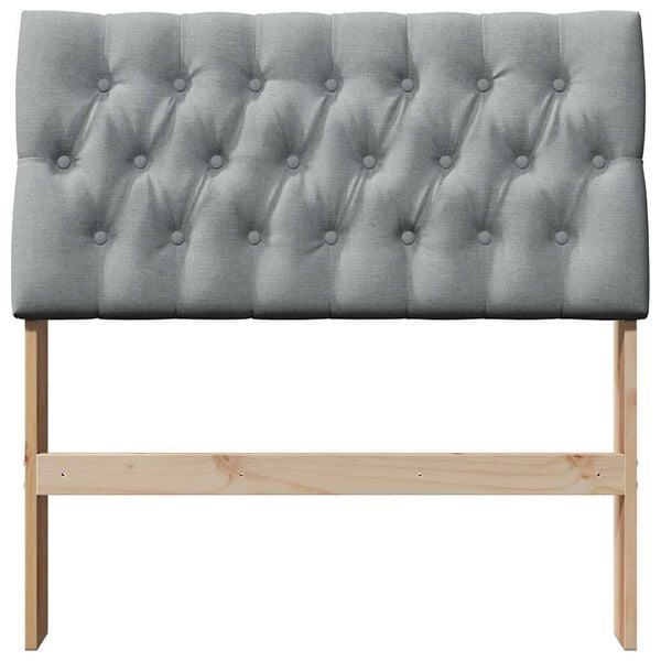 vidaXL Cabecero tapizado Gris Claro 90 cm Madera de pino macizo