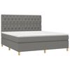 vidaXL Cama box spring con colch&oacute;n tela gris oscuro 160x200 cm