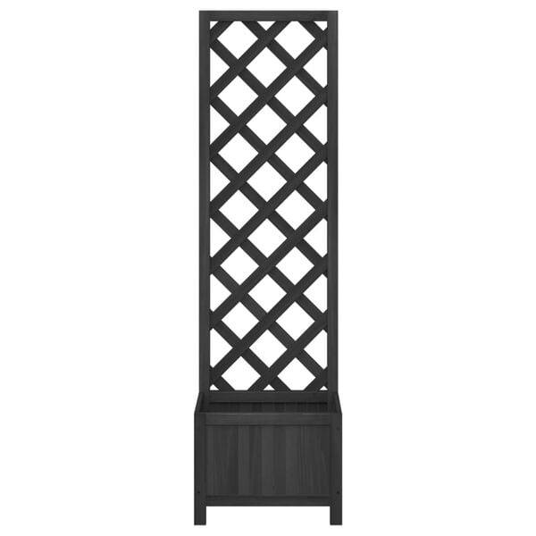 vidaXL Jardinera con enrejado madera maciza de abeto negro