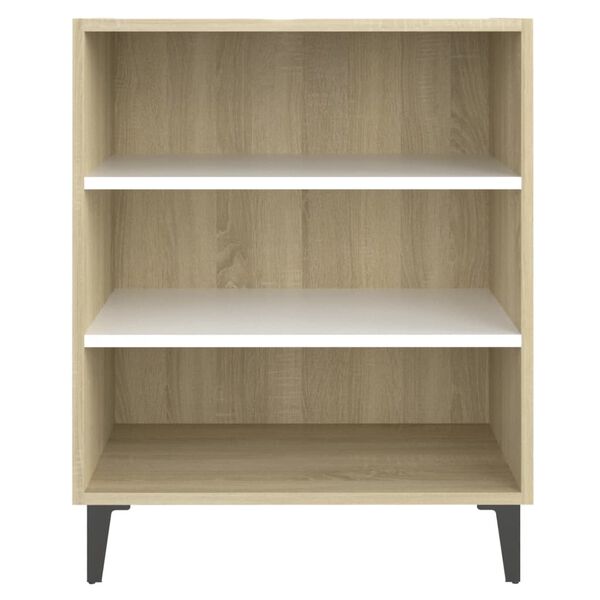 vidaXL Aparador madera contrachapada blanco y roble Sonoma 57x35x70 cm