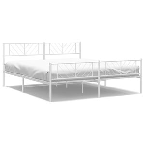 vidaXL Estructura cama sin colch&oacute;n con estribo metal blanco 180x200 cm