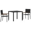 vidaXL Conjunto de Comedor de Jardín 3 pcs Negro ratán sintético
