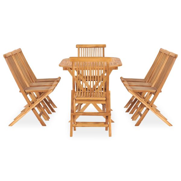 vidaXL Set de comedor de jard&iacute;n plegable 9 pzas madera maciza de teca