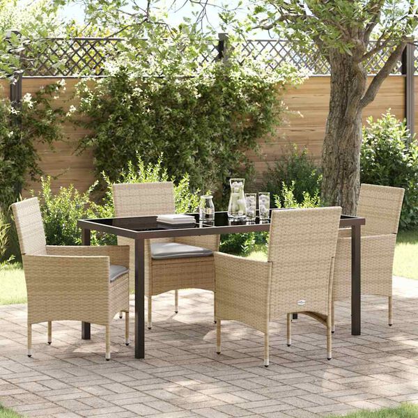 vidaXL Conjunto de Comedor de Jard&iacute;n 5 pcs Beige rat&aacute;n sint&eacute;tico