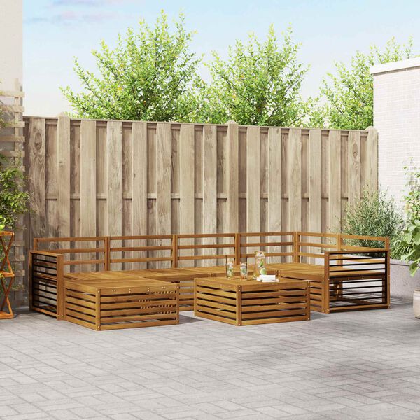 vidaXL Conjunto de sof&aacute;s de exterior 7 pcs Natural