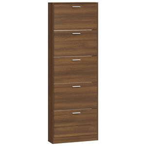 vidaXL Zapatero madera contrachapada marr&oacute;n roble 59x17x169 cm