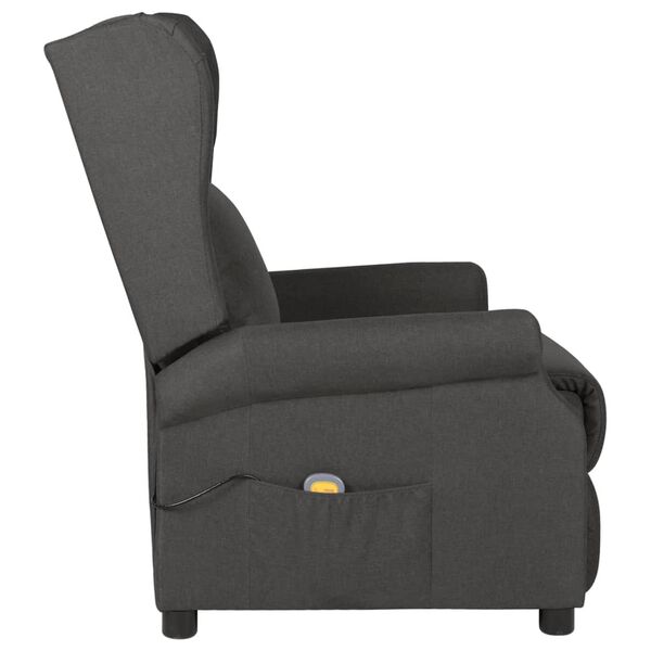 vidaXL Sill&oacute;n de masaje de tela gris oscuro