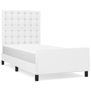 vidaXL Estructura de cama sin colch&oacute;n cuero sint&eacute;tico blanco 90x190 cm