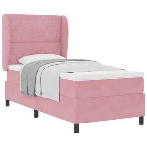vidaXL Cama tipo Box Spring con colch&oacute;n Rosa 200 x 90 cm Poli&eacute;ster