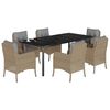vidaXL Set comedor de jard&iacute;n 7 pzas con cojines rat&aacute;n sint&eacute;tico beige