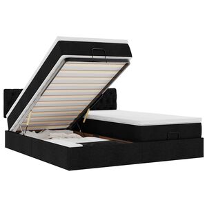 vidaXL Estructura de cama otomana con colchones tela negra 160x200 cm