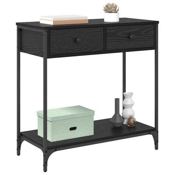 vidaXL Mesa Consola Roble Negro 75 x 34,5 x 75 cm Madera contrachapada