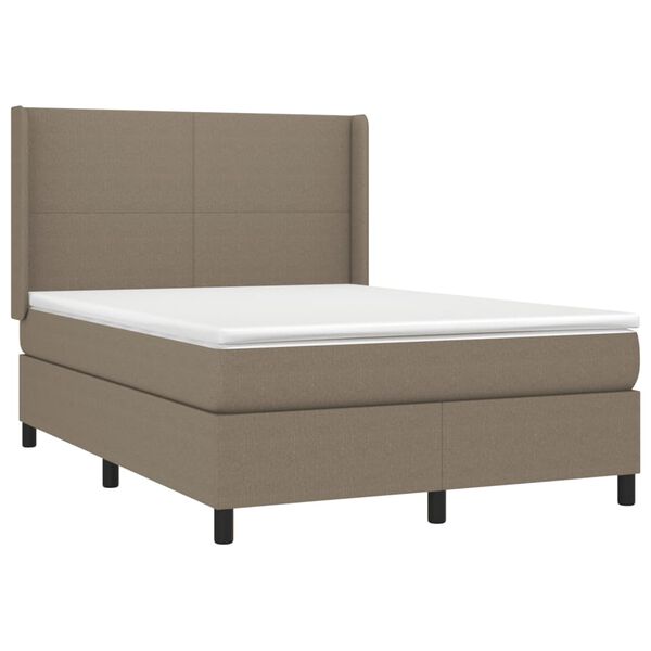 vidaXL Cama box spring con colch&oacute;n tela gris taupe 140x200 cm