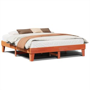 vidaXL Cama sin colch&oacute;n madera maciza de pino marr&oacute;n cera 200x200 cm
