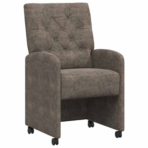 vidaXL Sillas de Comedor con Ruedas 2 pcs Gris oscuro 58 x 67 x 97 cm