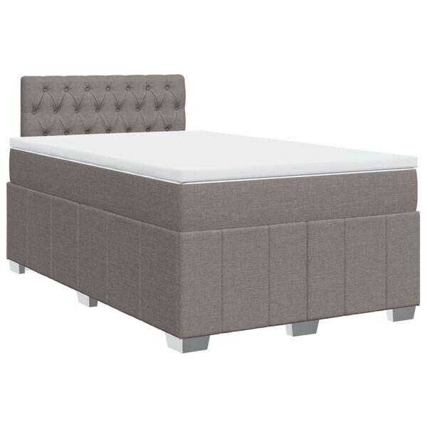 vidaXL Cama box spring con colch&oacute;n tela gris taupe 120x190 cm