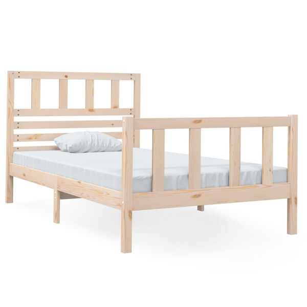 vidaXL Estructura de cama individual de madera maciza 90x190 cm