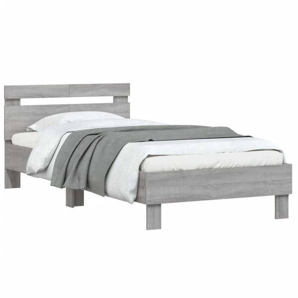 vidaXL Cama con cabecero madera de ingenier&iacute;a gris Sonoma 100x200 cm