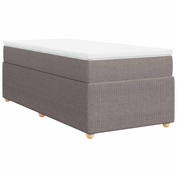 vidaXL Cama box spring con colch&oacute;n tela gris taupe 90x200 cm