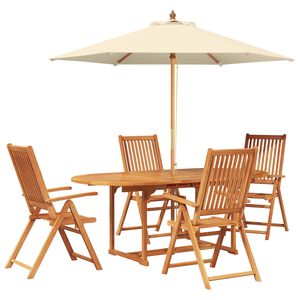 vidaXL Conjunto de comedor exterior con parasol 6 uds. 4 plaza