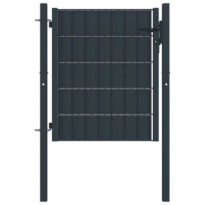 vidaXL Puerta de valla de PVC y acero gris antracita 100x81 cm
