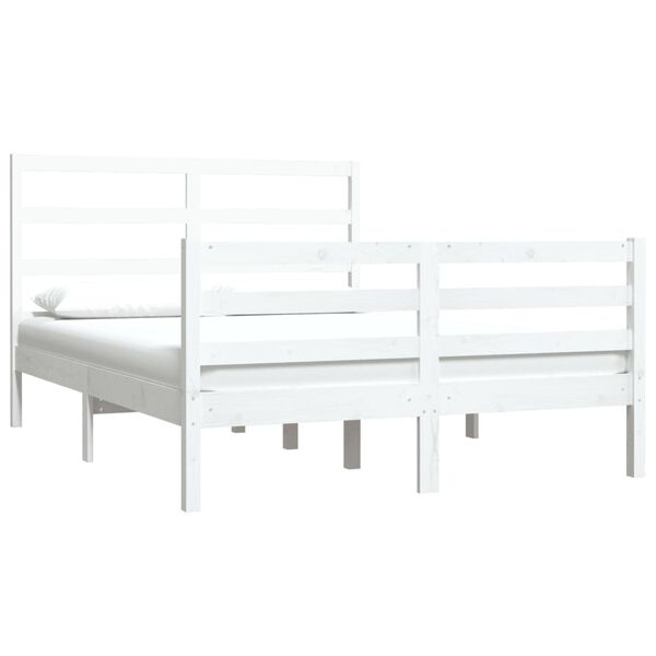 vidaXL Estructura de cama madera maciza de pino blanco 135x190 cm