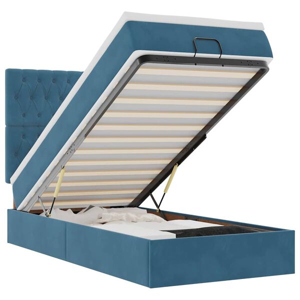 vidaXL Estructura cama otomana colchones terciopelo azul oscuro