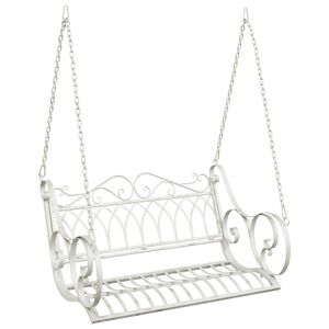 vidaXL Banco Columpio Acero 109 x 75 x 59 cm Blanco antiguo